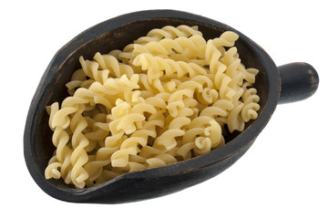 scoop of fusilli pasta