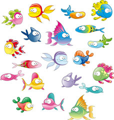 Naklejka premium Family of fish