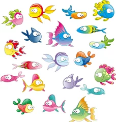 Deurstickers Family of fish © ddraw