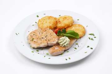Putenbrust mit Kroketten