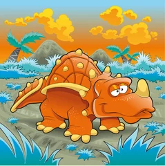 Deurstickers Dinosaurus Grappige triceratops
