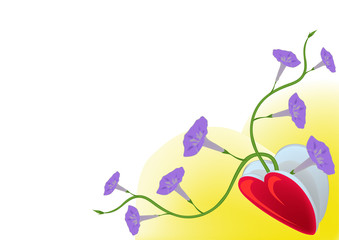 Heart with flowerets