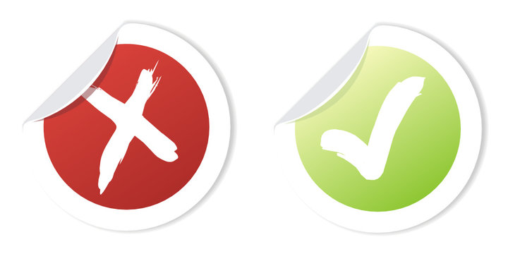 sticker autocollant - symboles de validation et de refus