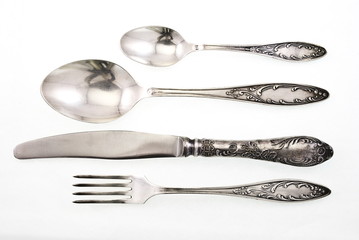 knife, fork, spoon and teaspoon