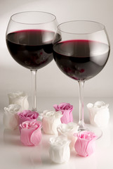 Wineglasses and roses