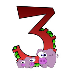 Animal Number 3 (Three) - Isolated On White