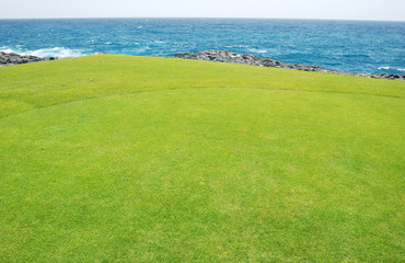 Golf field on a shore