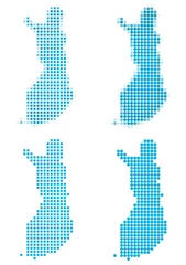 Fotobehang Pixel Finland kaart mozaïek set. Geïsoleerd op een witte achtergrond.
