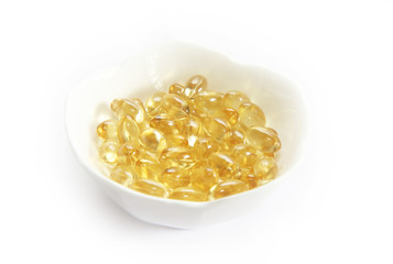 Softgel Pills Supplement on the Bowl