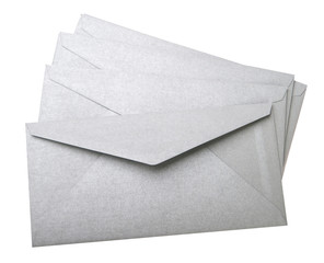 Grey envelopes on white background