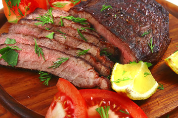 roast beef meat slices on plate