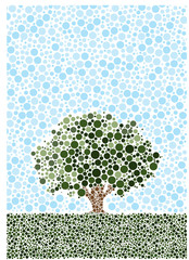 Abstract Tree made from 1000s of dots.