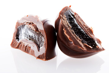 chocolate dessert isolated on white