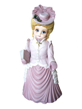 hand painted18th century porcelian doll with large blue eyes