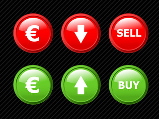 Set of vector icons for euro currency exchange theme.