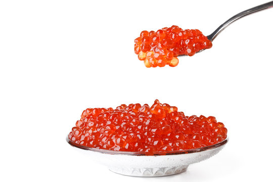 Dish and spoon with caviar