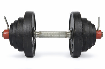 Fototapeta na wymiar Dumbbell isolated on white. Clipping path incl.