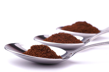 Spoons with powdered coffee