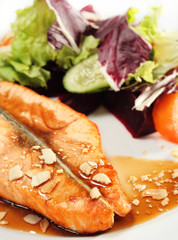 Grilled Salmon and Vegetables with Sauce