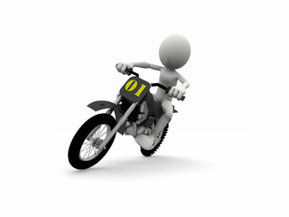 Obraz premium Omino 3d stile cartoon in motocicletta