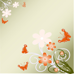 floral background with butterflies.