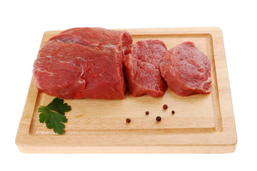 Fresh raw beef isolated on white background