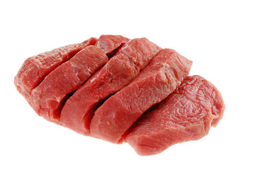 Fresh raw beef isolated on white background
