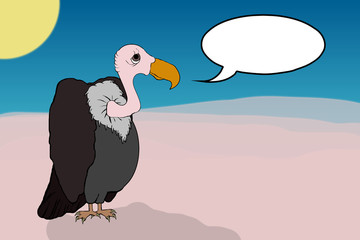 Vulture In The Desert With Blank Copyspace