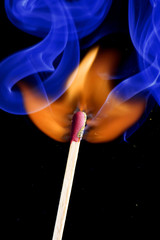 match on fire closeup