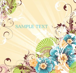 floral background with banner for your text
