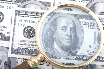 magnifier with money macro