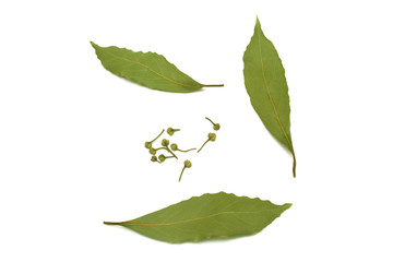 Bay leaves isolated on white.