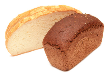 Two kind of bread isolated on the white.