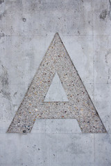 Letter A on concrete wall