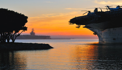 aircraft carrier in harbour