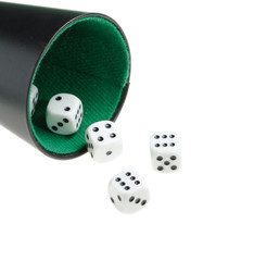 isolated dices in cup