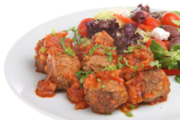 Meatballs with Greek Salad