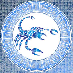 Element water: scorpio zodiac sign on a mosaic