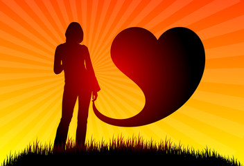 Romance backgrounds with heart and woman