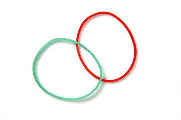 Two color circle rubber bands intersection