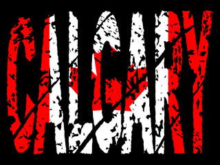 grunge Calgary with Canadian flag