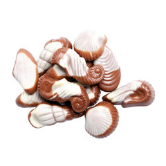 sweet chocolate candies in the form of marine shellfish