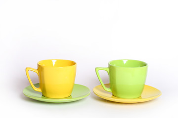 Tea cups with plates