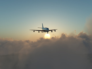 Naklejka na ściany i meble Plane In Flight Over Clouds