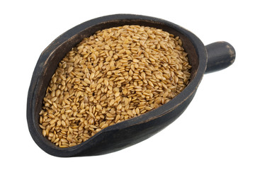 scoop of golden flax seeds