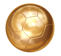 gold soccer ball on white separated