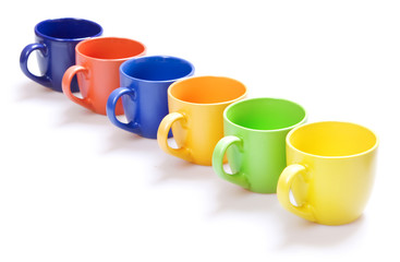 Color cups isolated on white.
