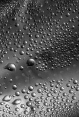 Waterdrops on metallic surface