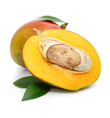 fresh mango fruit with green leafs
