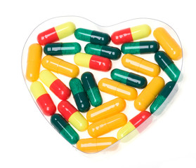 Pills on a white background